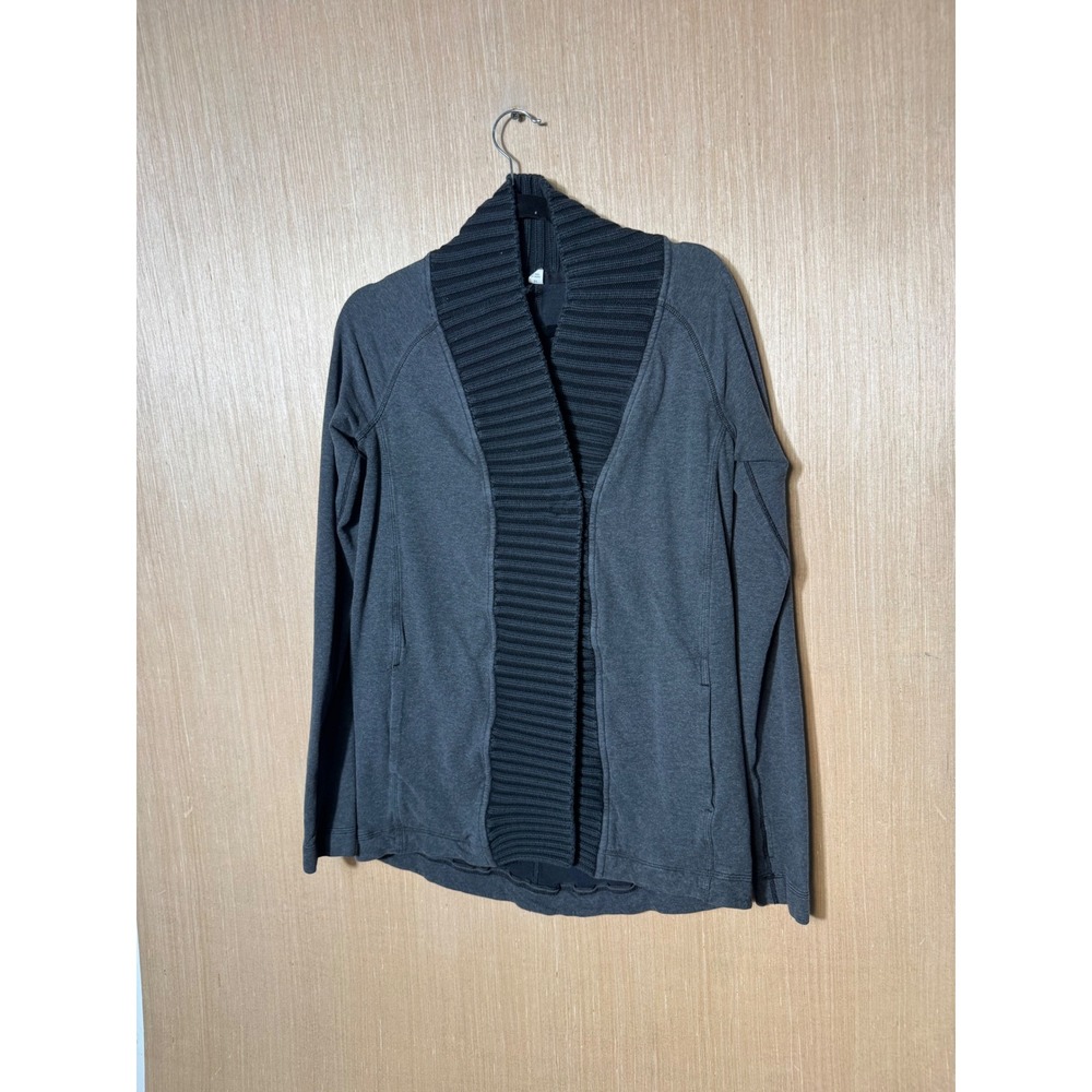 Lululemon Bliss Break Wrap Cardigan Heathered Charcoal Gray Snap Front Size 6